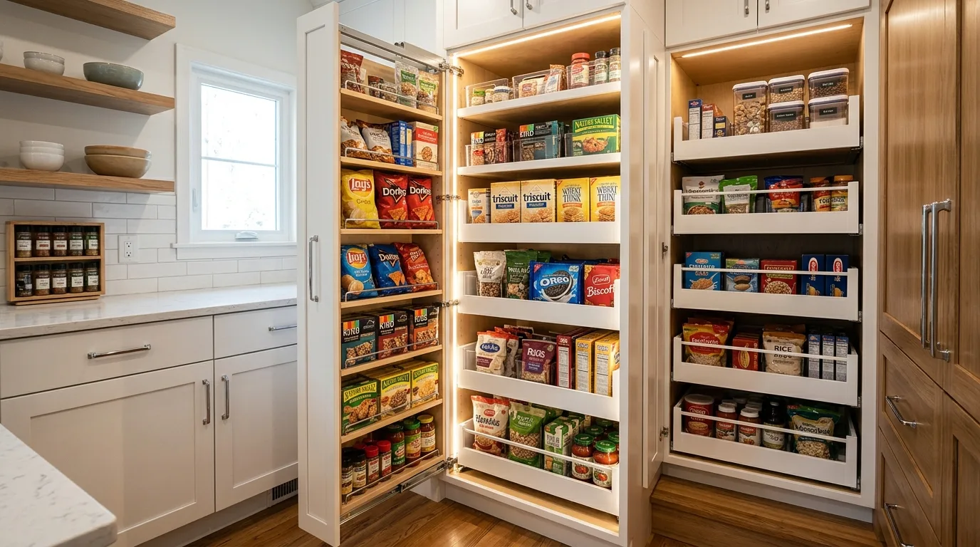 Use the pantry door for extra storage for 12 Clever Small Walk-In Pantry Organization Hacks for Food Storage