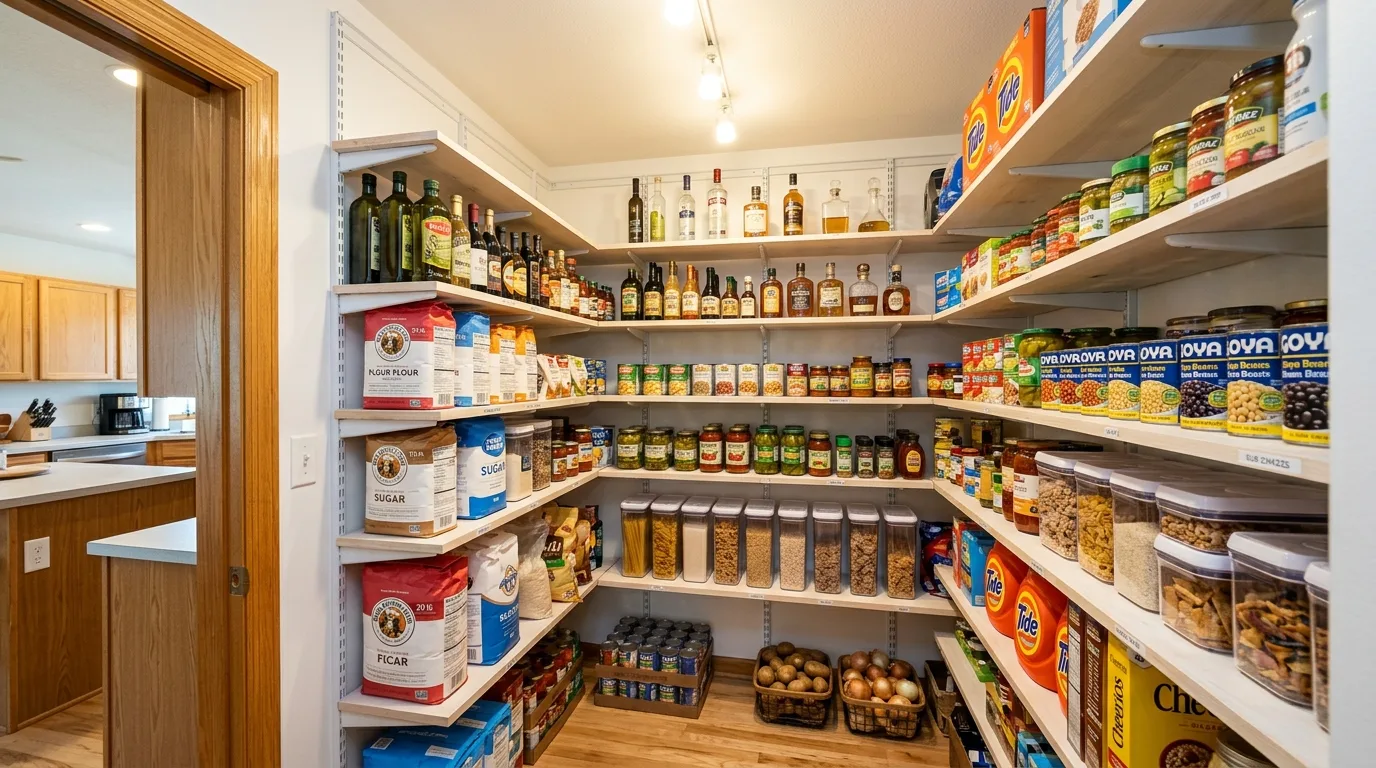 Keep bulk items lower and heavier for 12 Clever Small Walk-In Pantry Organization Hacks for Food Storage