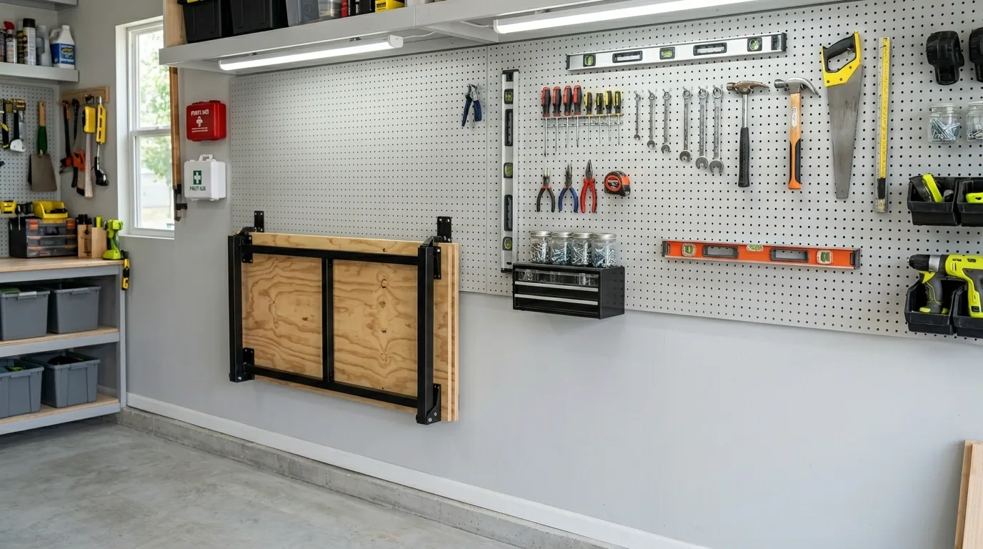 Store cords and hoses on dedicated hooks for 13 Smart Garage Organization Ideas Using Vertical Wall Storage
