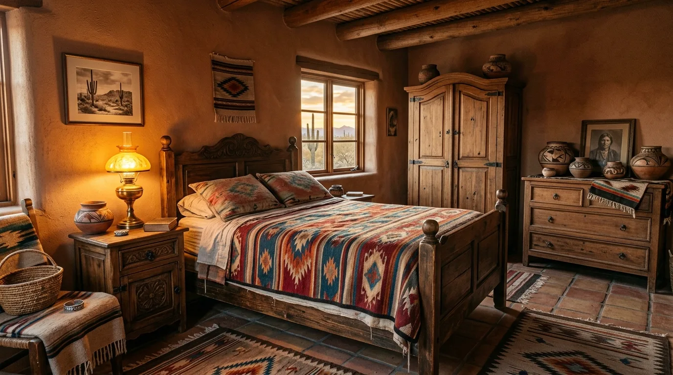 Keep greenery minimal and natural for 11 Warm Southwestern Bedroom Ideas with Earthy Tones