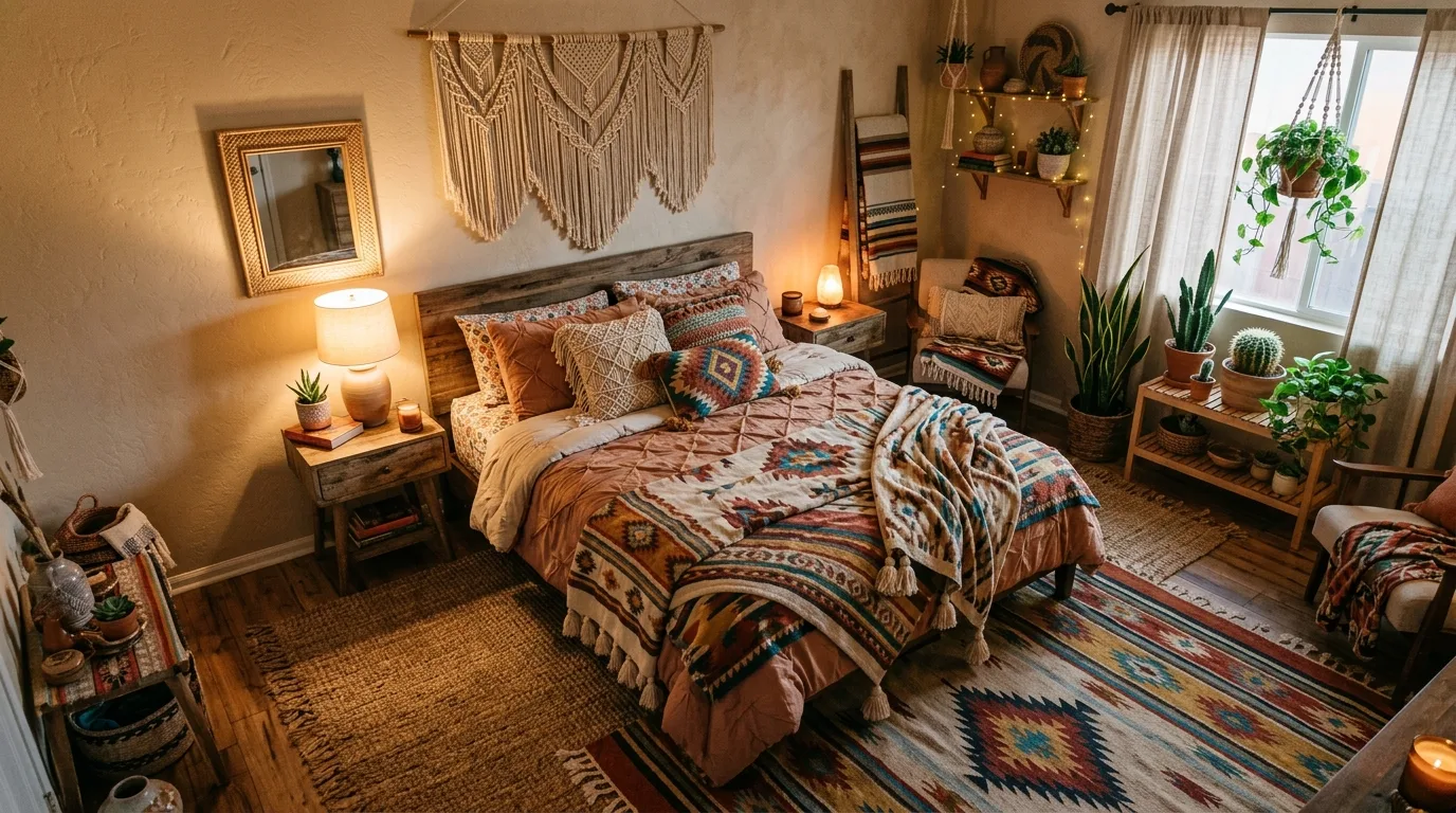 Bring in black accents carefully for 11 Warm Southwestern Bedroom Ideas with Earthy Tones