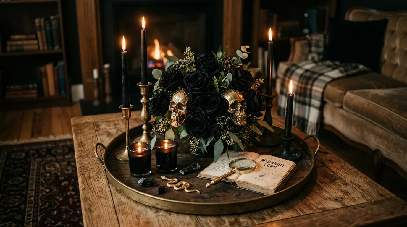 Use black and gold together for 11 Spooky Halloween Decor Ideas for an Elegant Haunted Home