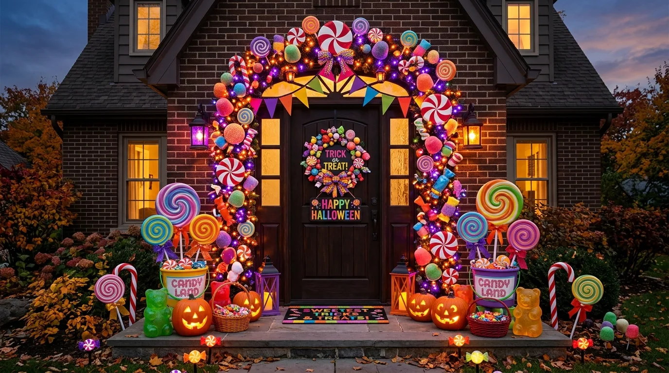 Make the entry feel welcoming too for 14 Spooky Halloween Door Decor Ideas to Greet Trick or Treaters