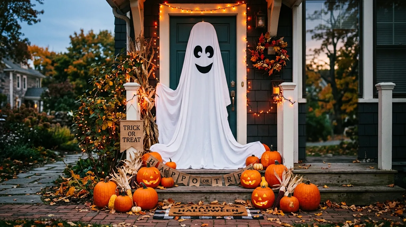 Try a bat swarm across the door for 14 Spooky Halloween Door Decor Ideas to Greet Trick or Treaters