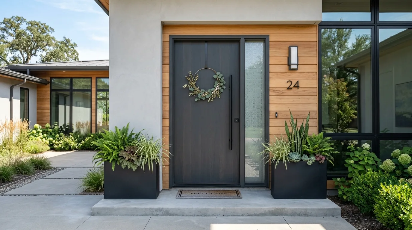 Add a small floral garland for 14 Beautiful Spring Front Door Decor Ideas to Welcome Warmer Weather