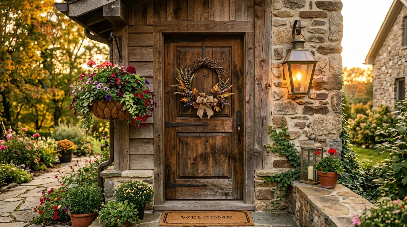 Bring in lanterns with fresh greenery for 14 Beautiful Spring Front Door Decor Ideas to Welcome Warmer Weather