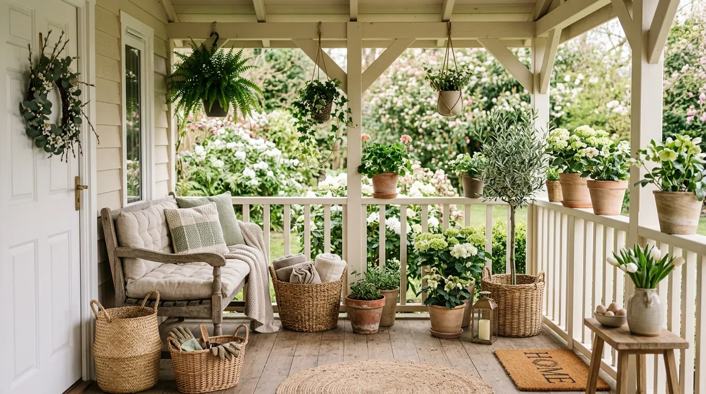 Try one statement color with neutrals for 12 Inviting Spring Front Porch Ideas for a Seasonal Refresh