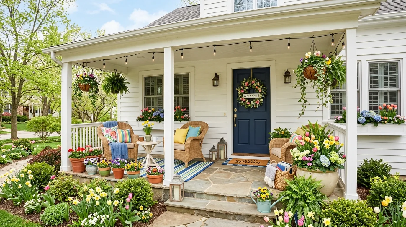 Edit winter heaviness out of the space for 12 Inviting Spring Front Porch Ideas for a Seasonal Refresh