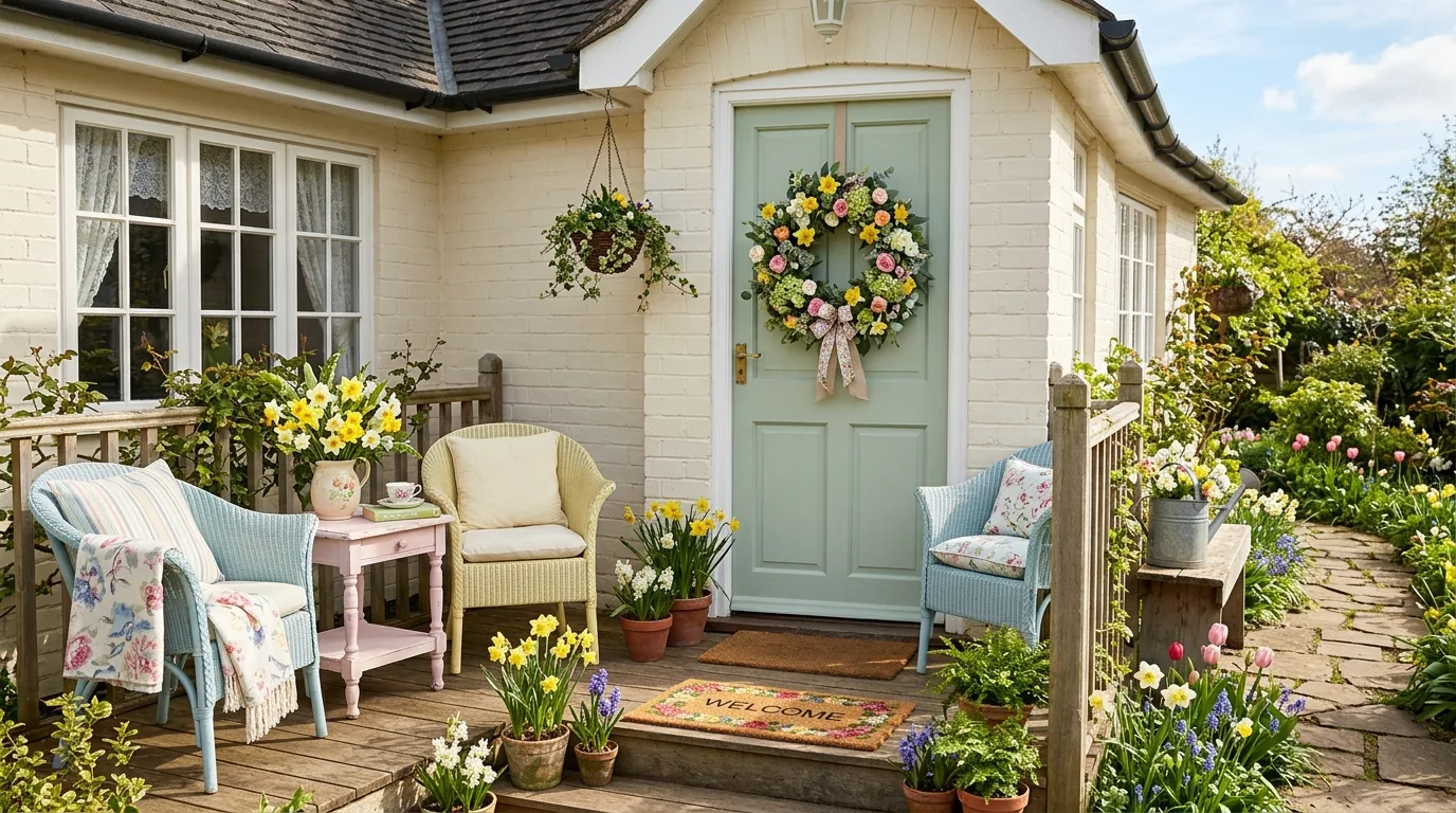 Add a welcome sign or crate for 12 Inviting Spring Front Porch Ideas for a Seasonal Refresh
