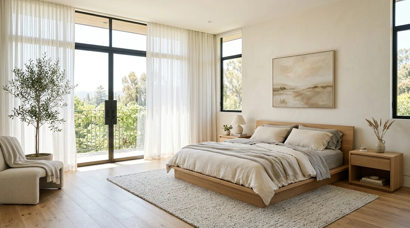 Use texture instead of busy pattern for 12 Stunning Modern Bedroom Ideas with Clean Lines and Calm Colors