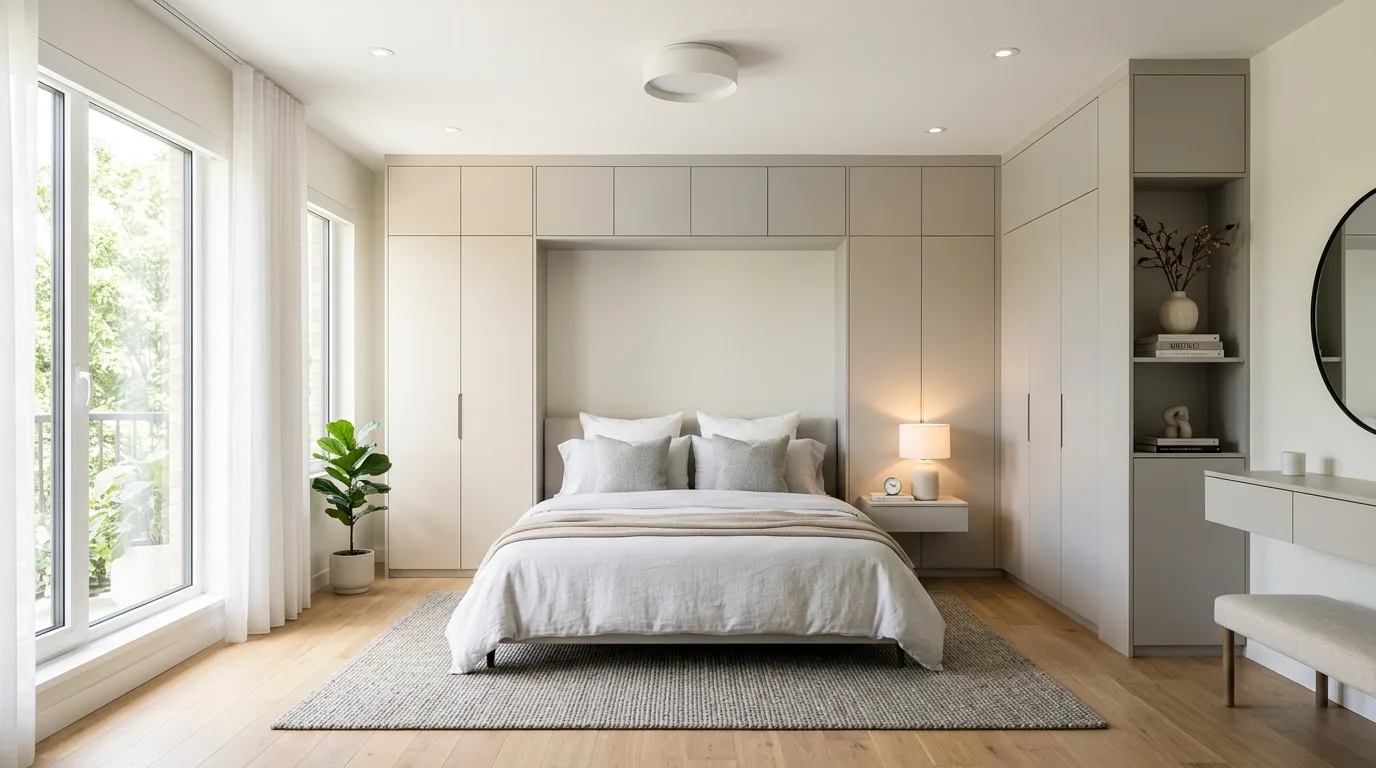 Incorporate built-in or concealed storage for 12 Stunning Modern Bedroom Ideas with Clean Lines and Calm Colors