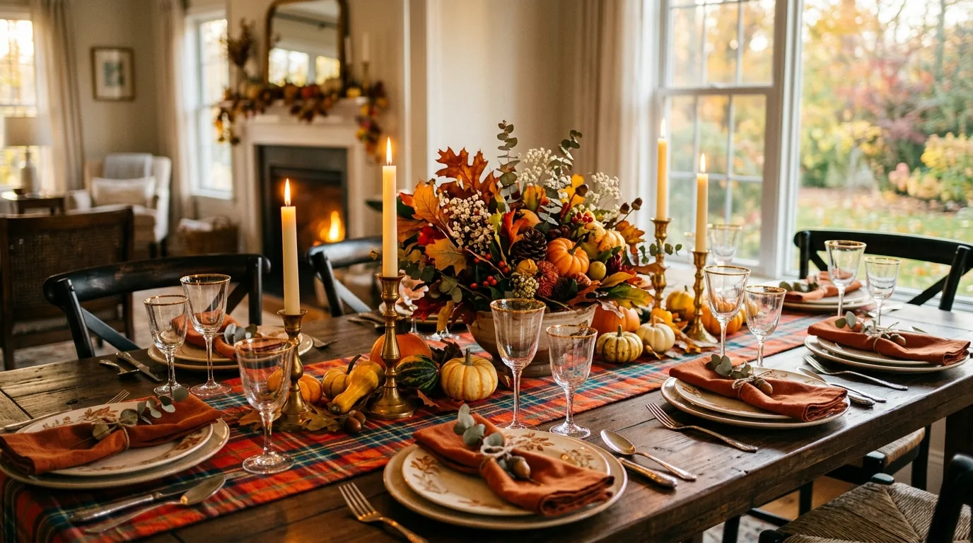 Let the centerpiece support the meal for 12 Elegant Thanksgiving Centerpiece Ideas for a Grateful Table