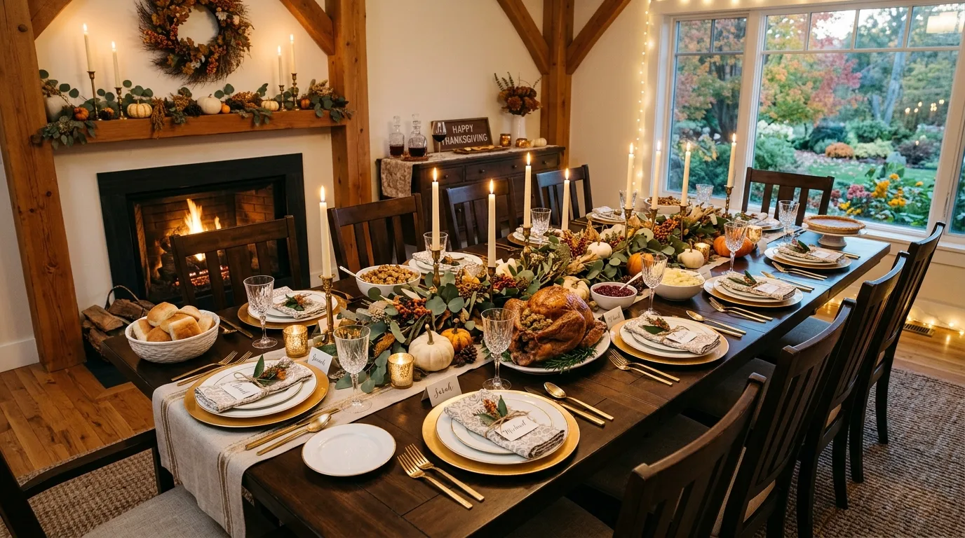 Aim for warm and generous, not overfilled for 12 Elegant Thanksgiving Centerpiece Ideas for a Grateful Table