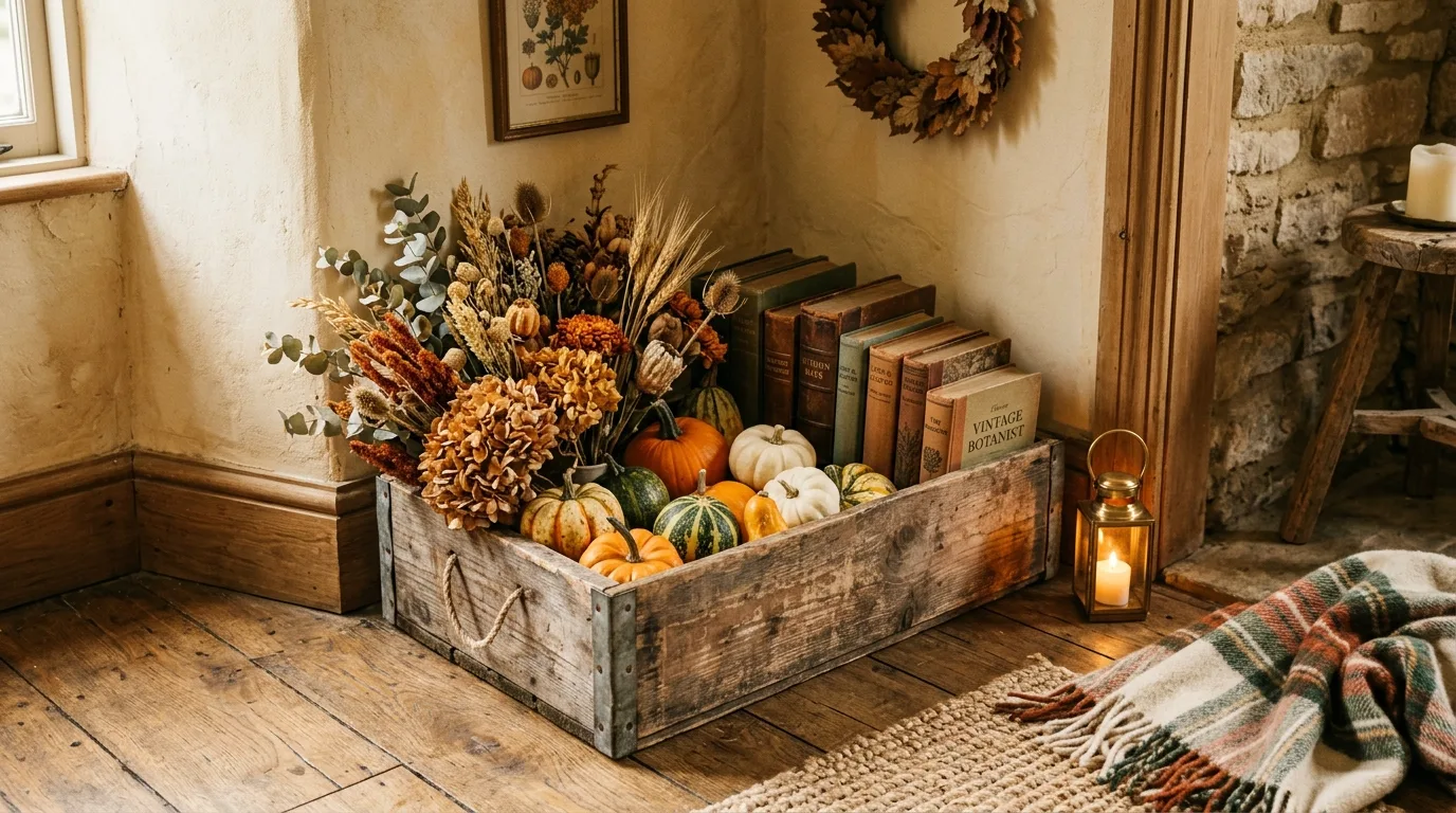 Mix elegance with rustic pieces for 13 Timeless Vintage Fall Decor Ideas for a Nostalgic Autumn