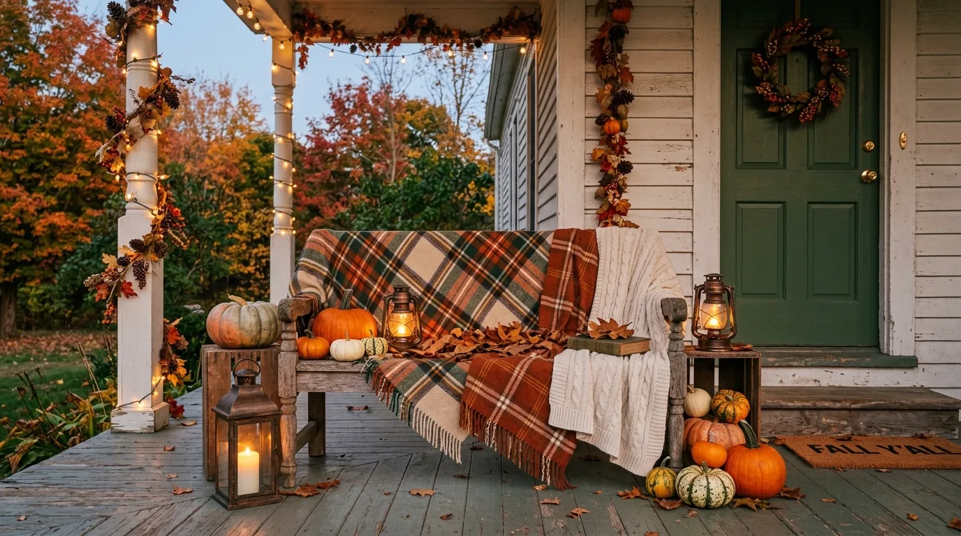 Use baskets and crates for texture for 13 Timeless Vintage Fall Decor Ideas for a Nostalgic Autumn