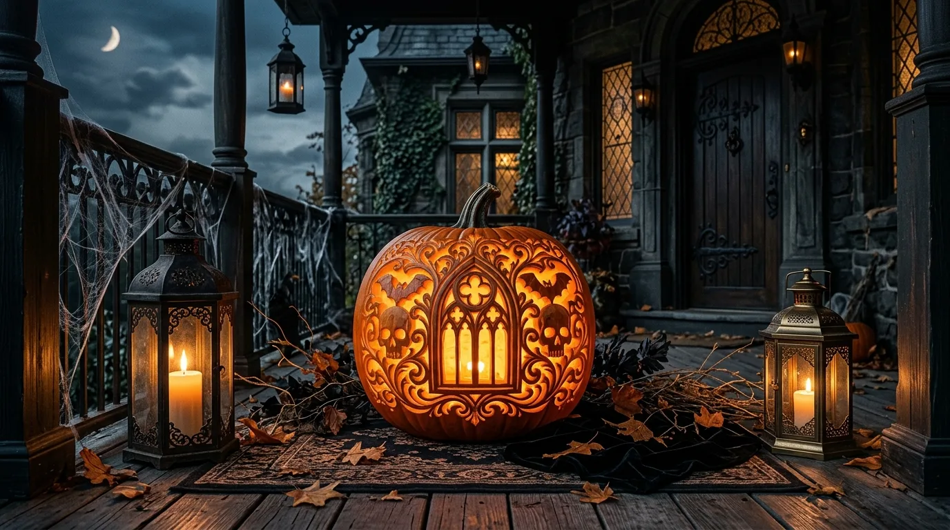 Let the glow be the star for 11 Unique Pumpkin Carving Ideas for a Sophisticated Halloween Porch