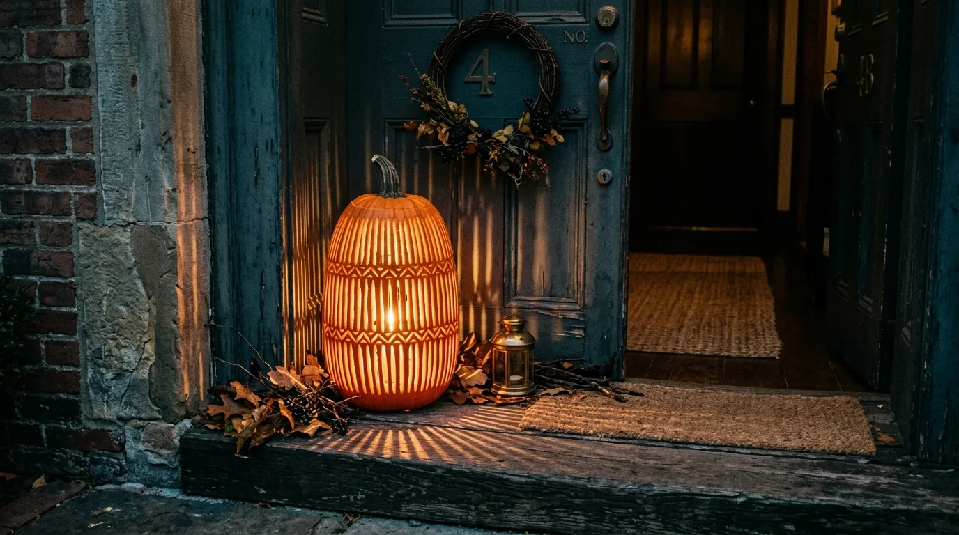 Use monograms for a personalized display for 11 Unique Pumpkin Carving Ideas for a Sophisticated Halloween Porch