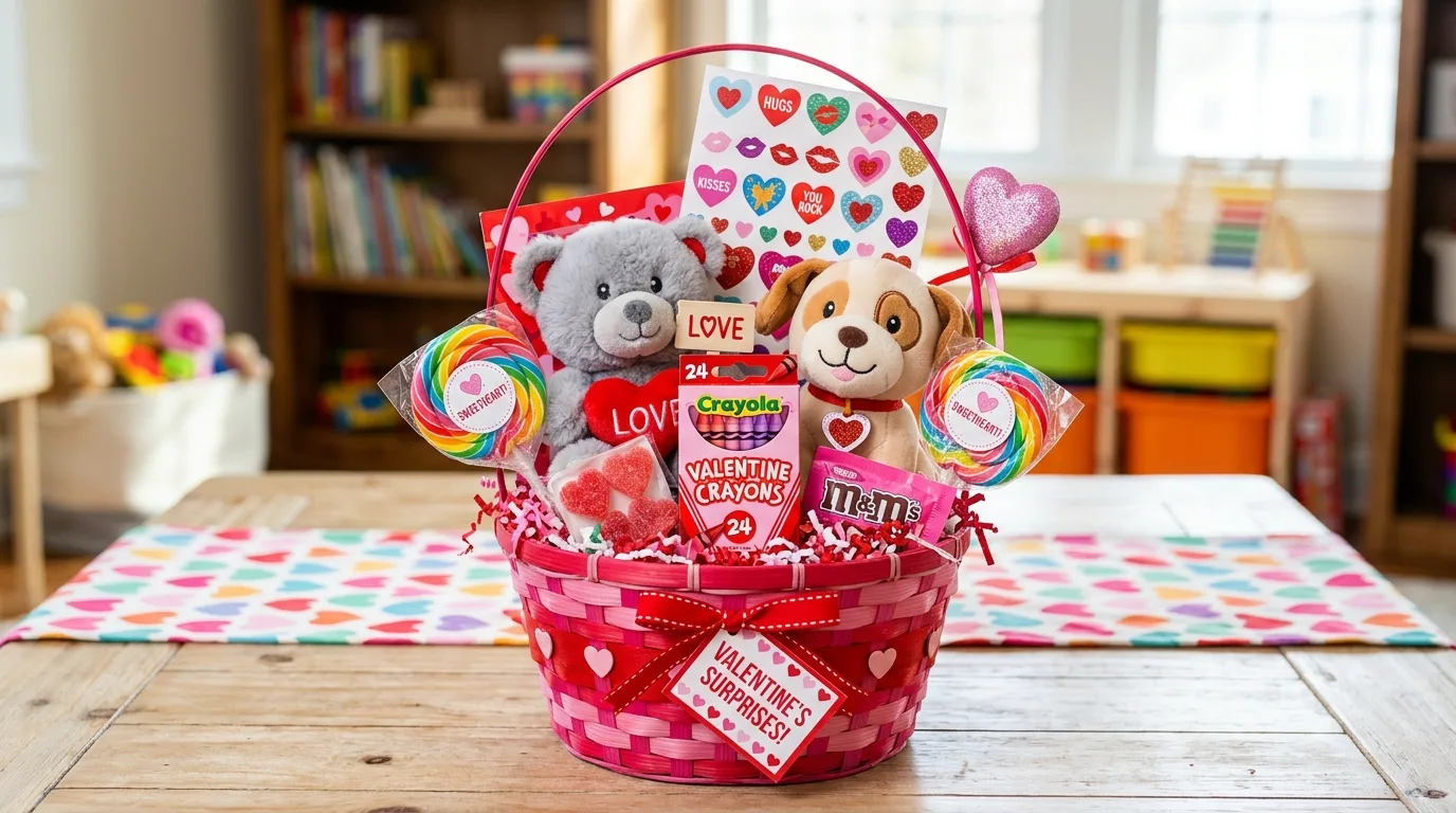 Try a cozy basket for a partner for 14 Sweet Valentine's Basket Ideas for Kids and Loved Ones