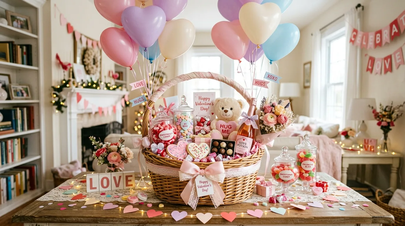 Add small toys or keepsakes for children for 14 Sweet Valentine's Basket Ideas for Kids and Loved Ones