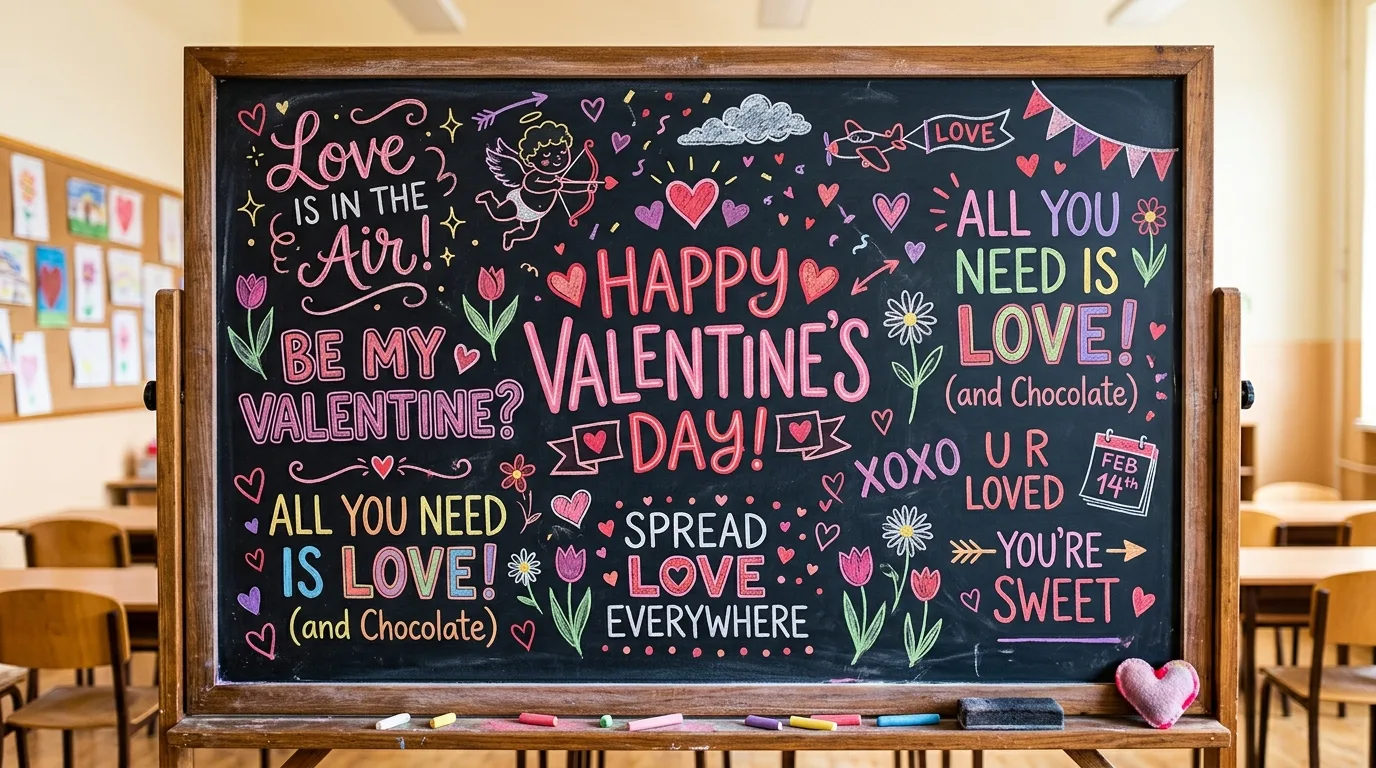 Make a countdown or daily note board for 11 Cute Valentine's Day Chalkboard Decor Ideas for a Love Note