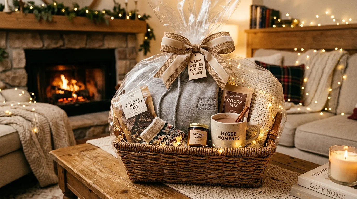 Give a cozy night-in basket for 12 Romantic Valentine's Day Gift Ideas for Boyfriend He'll Love