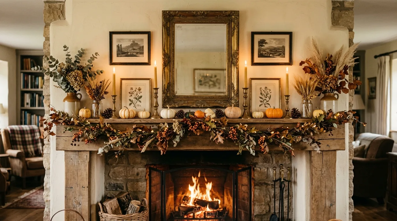 Style old books into fall vignettes for 11 Stunning Vintage Fall Decor Ideas for Timeless Autumn Style