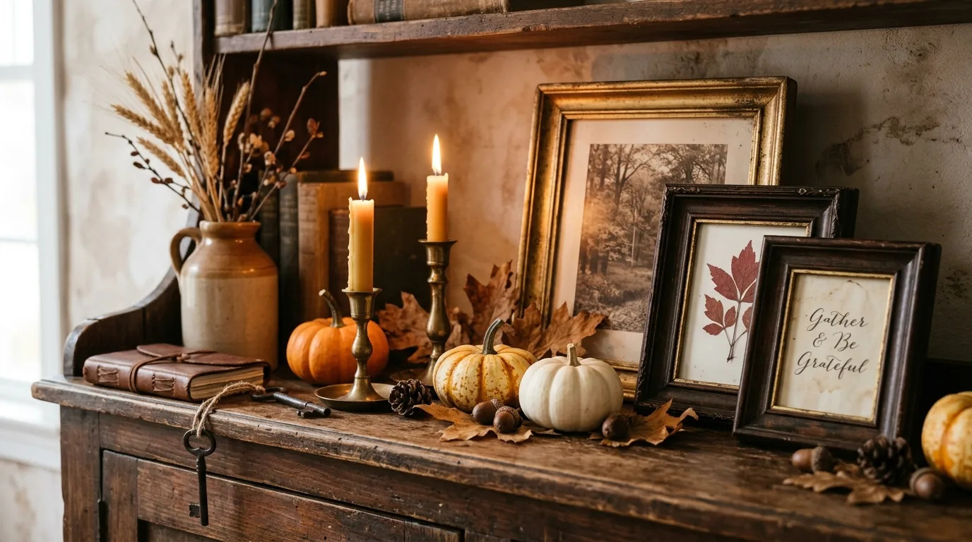 Use woven baskets and crates for 11 Stunning Vintage Fall Decor Ideas for Timeless Autumn Style