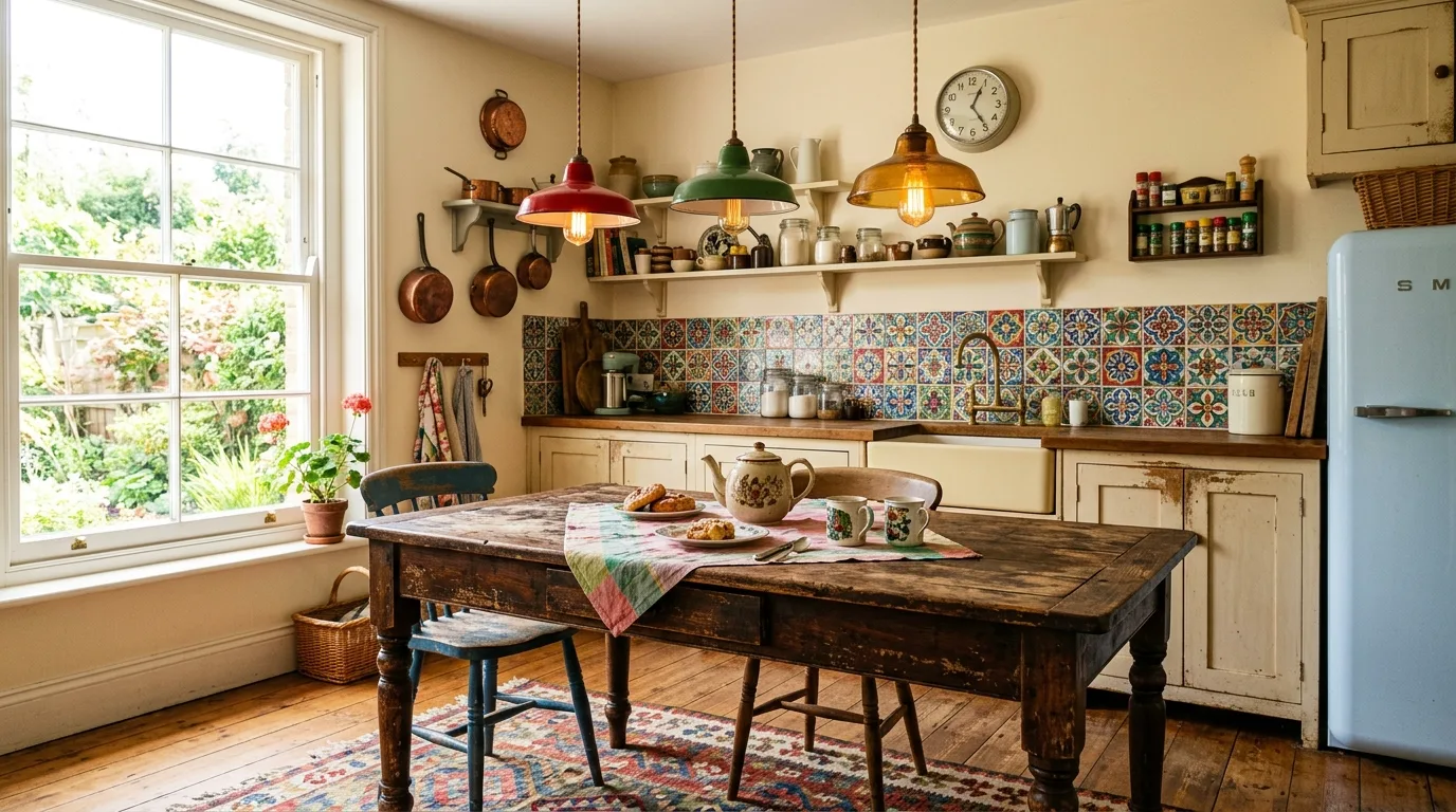 Use a distressed table or island for 11 Wonderful Vintage Kitchen Designs with Timeless Charm
