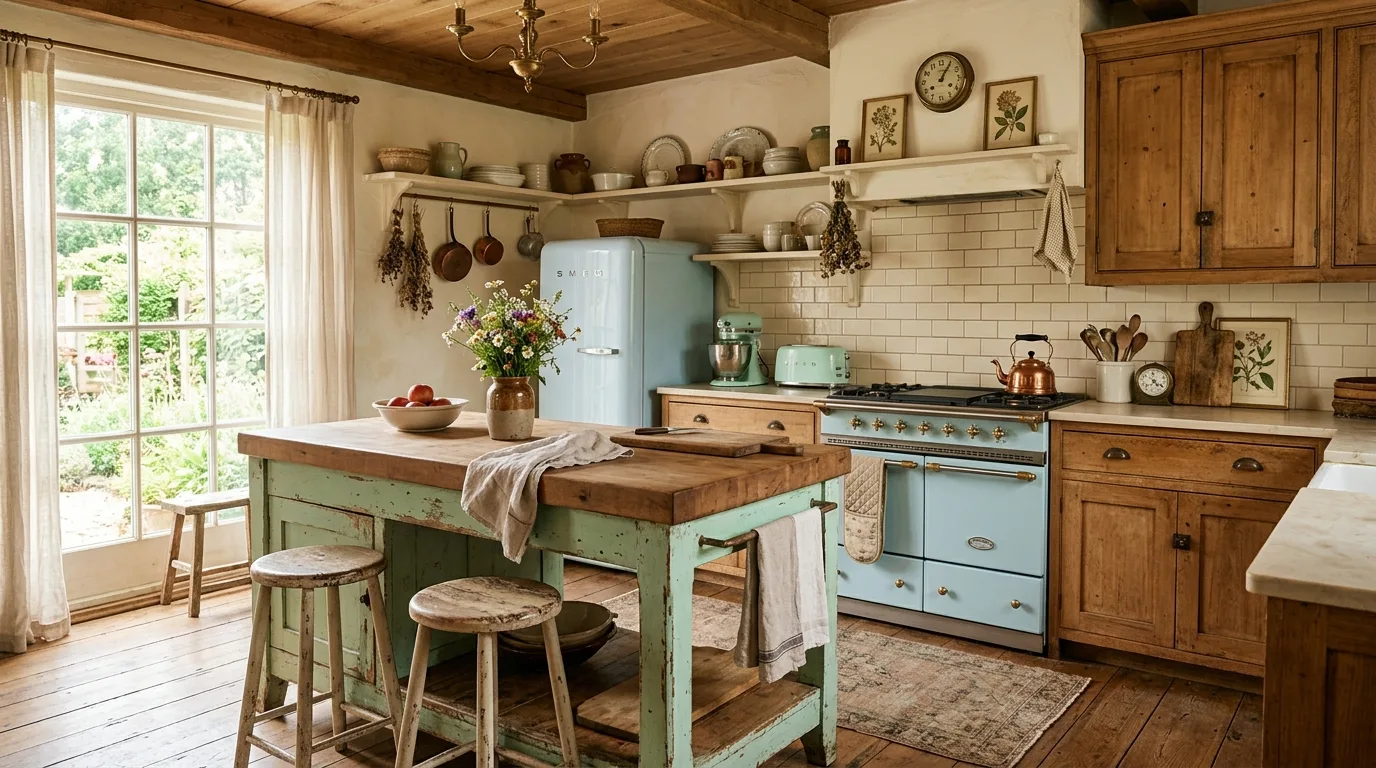 Bring in warm wood and soft color for 11 Wonderful Vintage Kitchen Designs with Timeless Charm