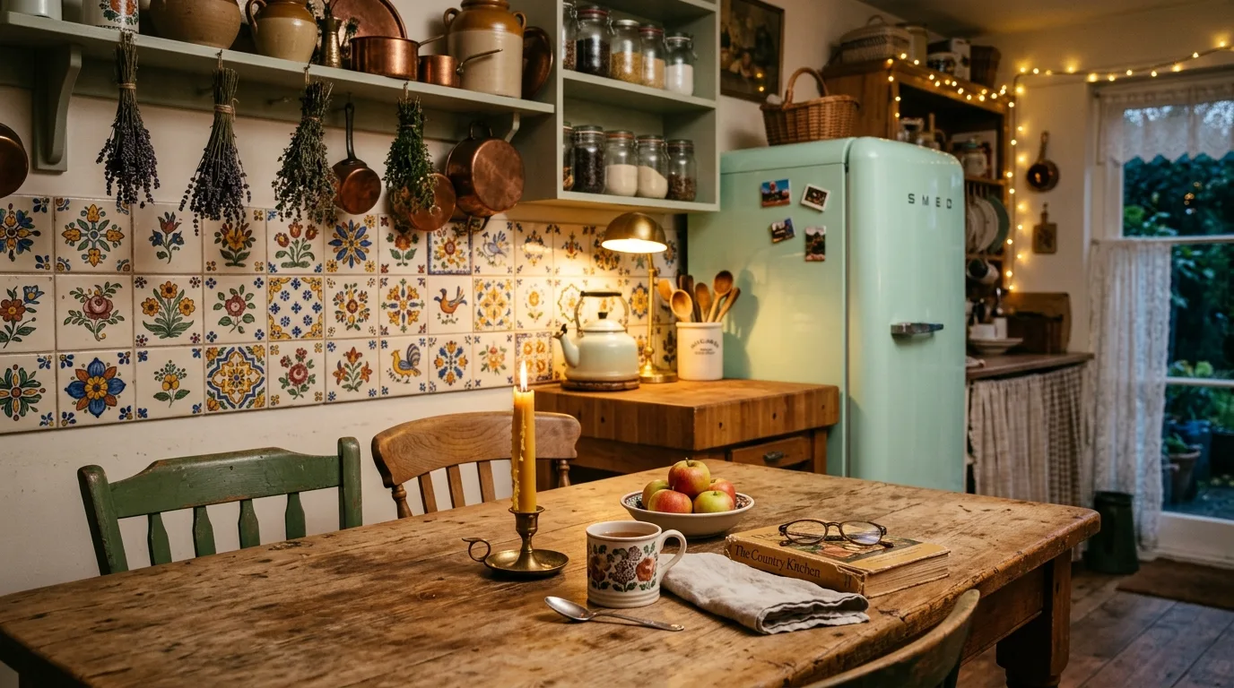 Display useful vintage pieces for 11 Wonderful Vintage Kitchen Designs with Timeless Charm