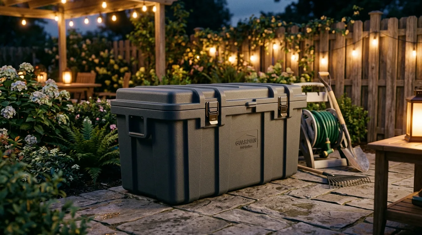 Choose a heavy-duty bin for tools and hoses for 12 Weatherproof Outdoor Storage Solutions for Patio Gear