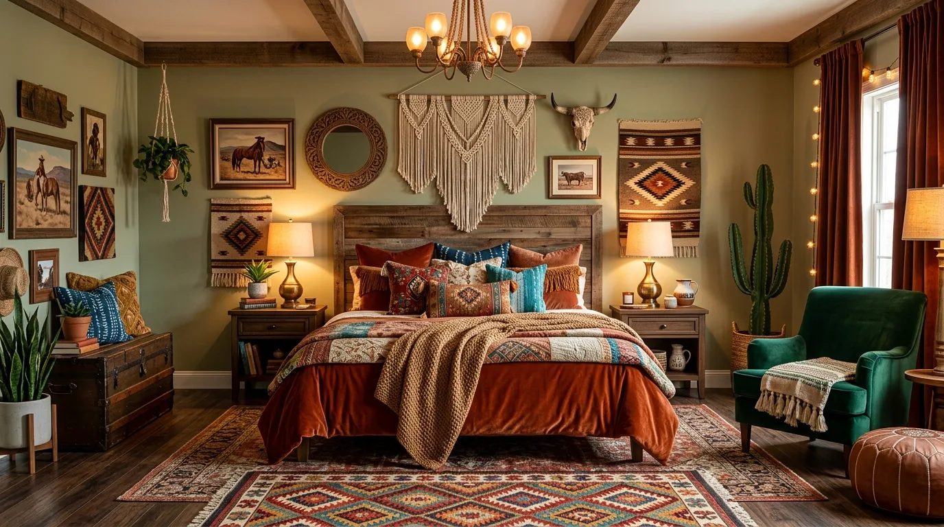 Let it feel collected, not crowded for 10 Trendy Western Boho Bedroom Ideas for Free-Spirited Style
