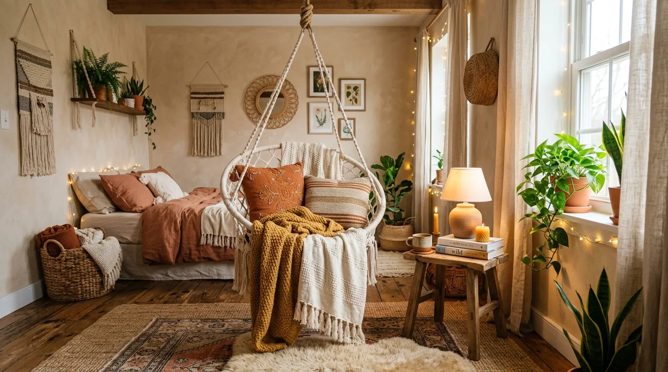 Add leather or suede accents for 10 Trendy Western Boho Bedroom Ideas for Free-Spirited Style