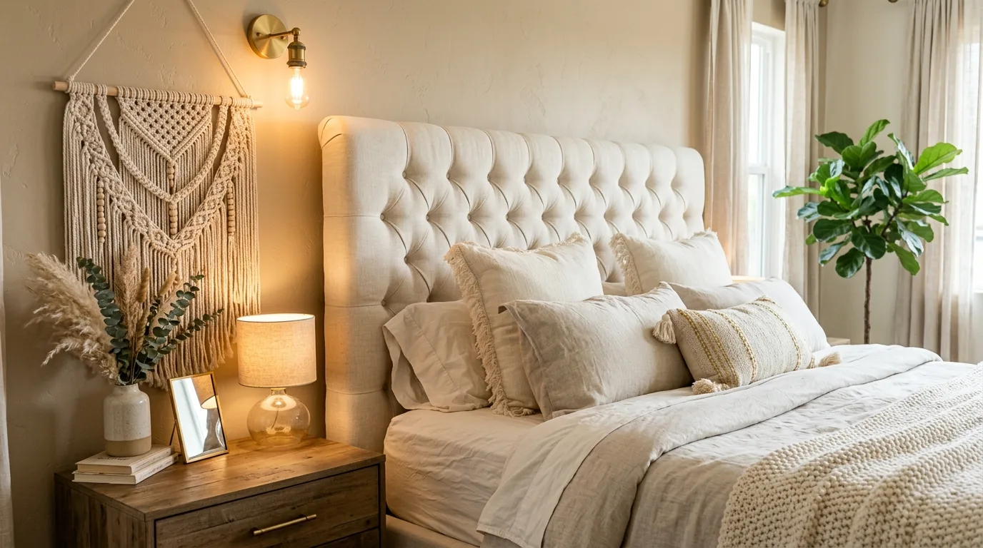 Try woven lighting or baskets for 10 Trendy Western Boho Bedroom Ideas for Free-Spirited Style