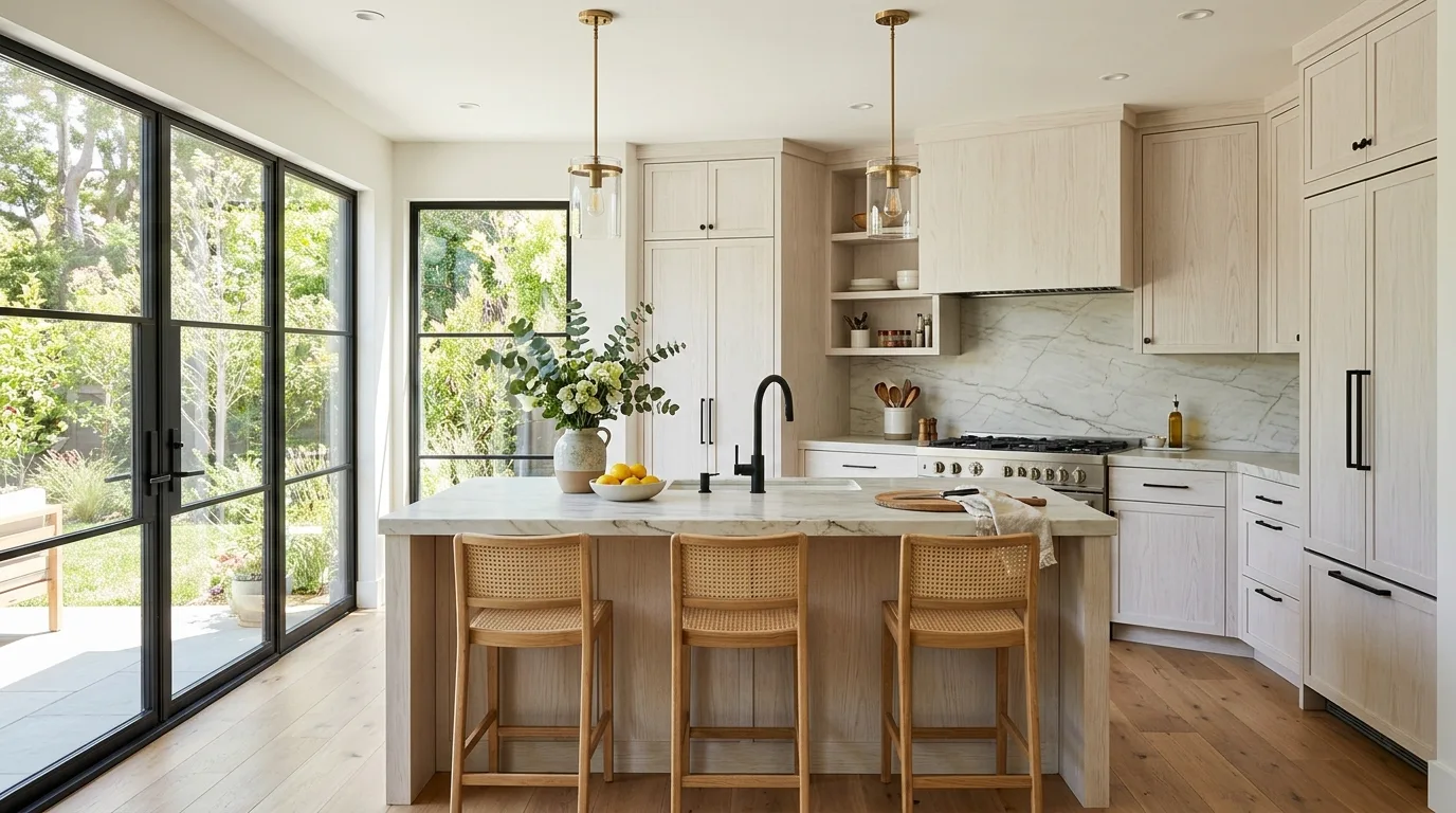 Keep the styling clean and natural for 12 Beautiful White Washed Oak Cabinets for a Bright Kitchen
