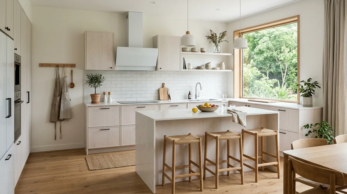 Lean Scandinavian if you want a cleaner look for 12 Beautiful White Washed Oak Cabinets for a Bright Kitchen
