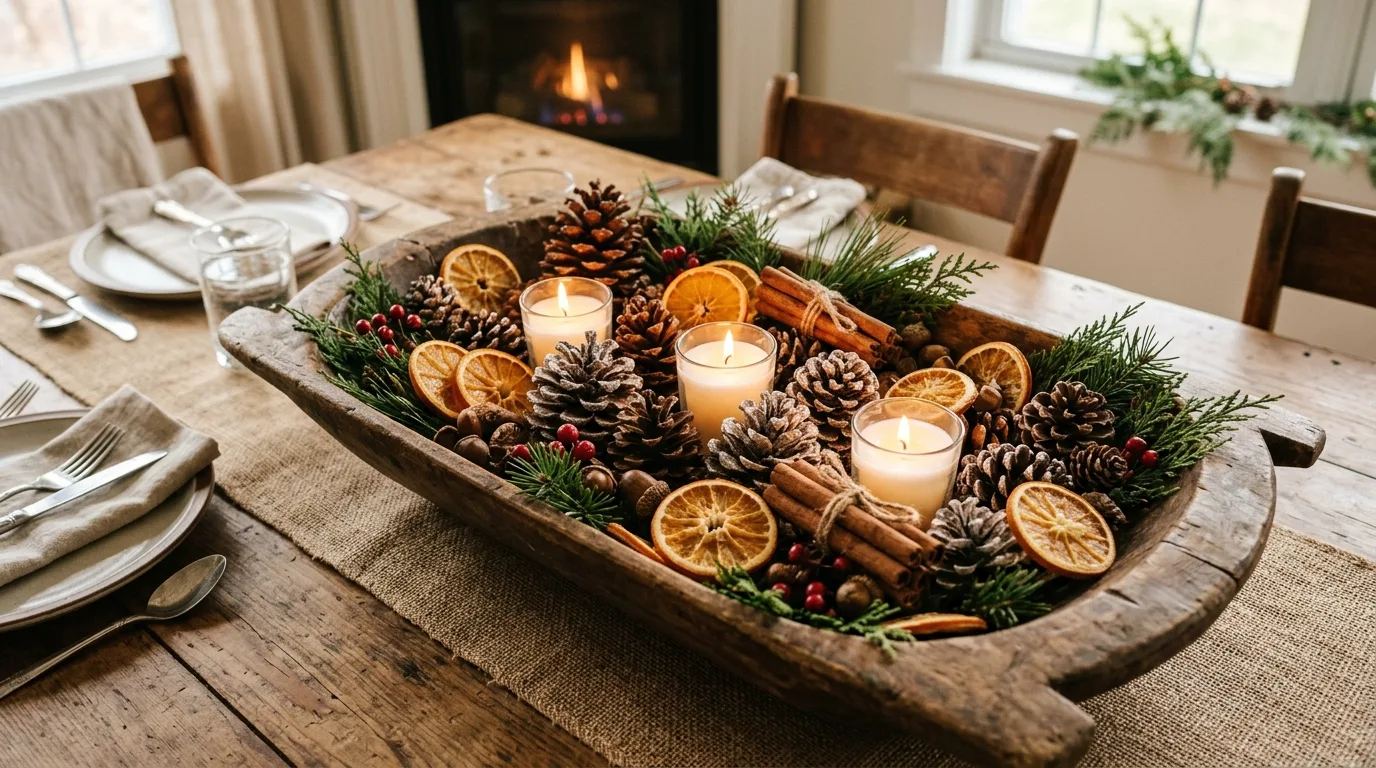 12 Charming Winter Dough Bowl Centerpiece Ideas for a Rustic Touch