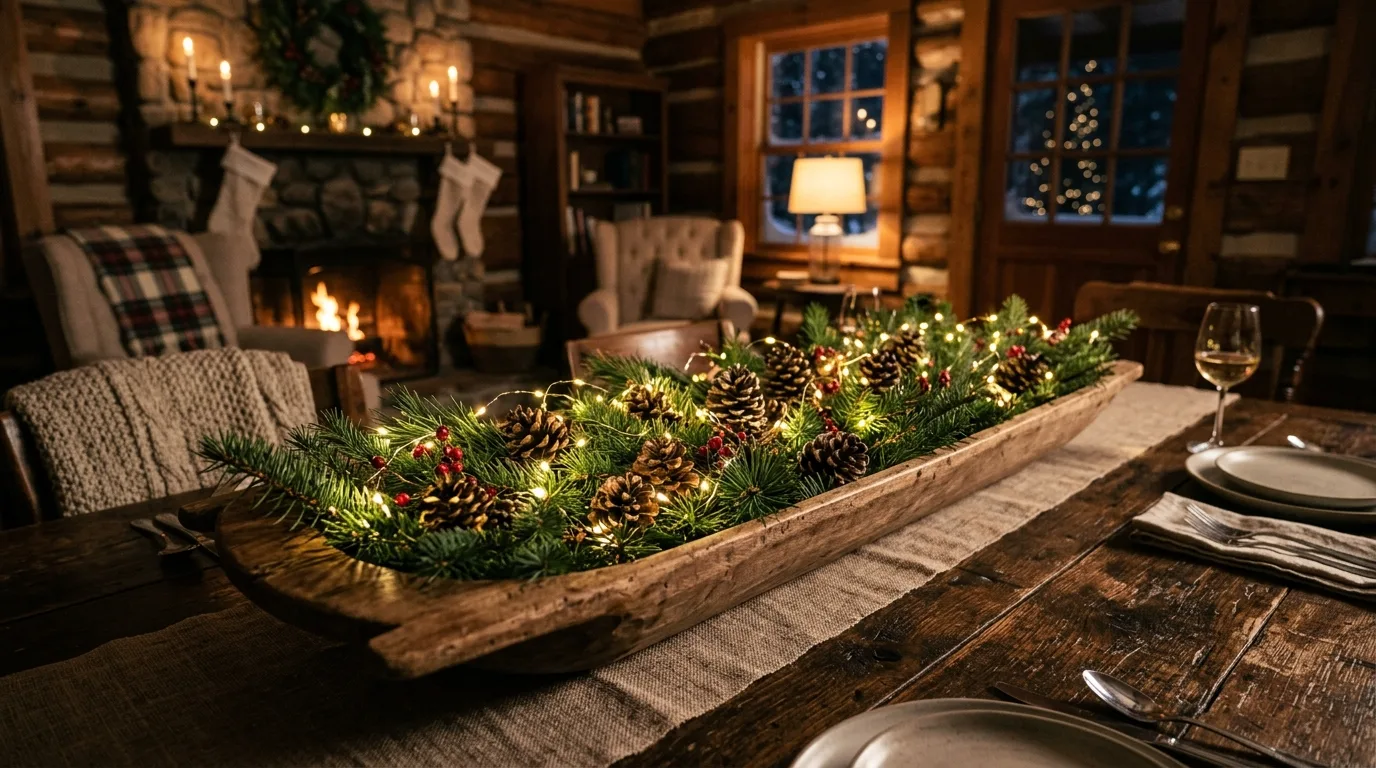Try faux snow sparingly for 12 Charming Winter Dough Bowl Centerpiece Ideas for a Rustic Touch