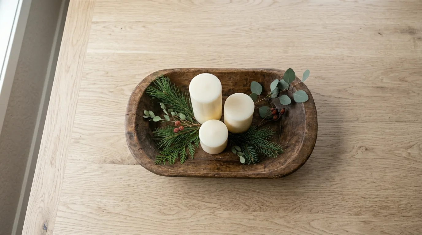 Mix in winter fruit or seed pods for 12 Charming Winter Dough Bowl Centerpiece Ideas for a Rustic Touch