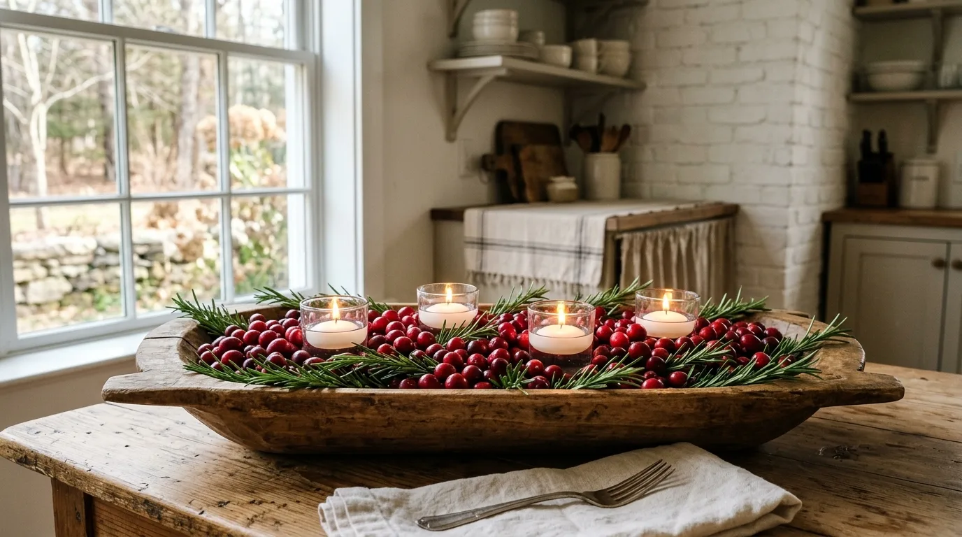 Use it on a coffee table or console for 12 Charming Winter Dough Bowl Centerpiece Ideas for a Rustic Touch