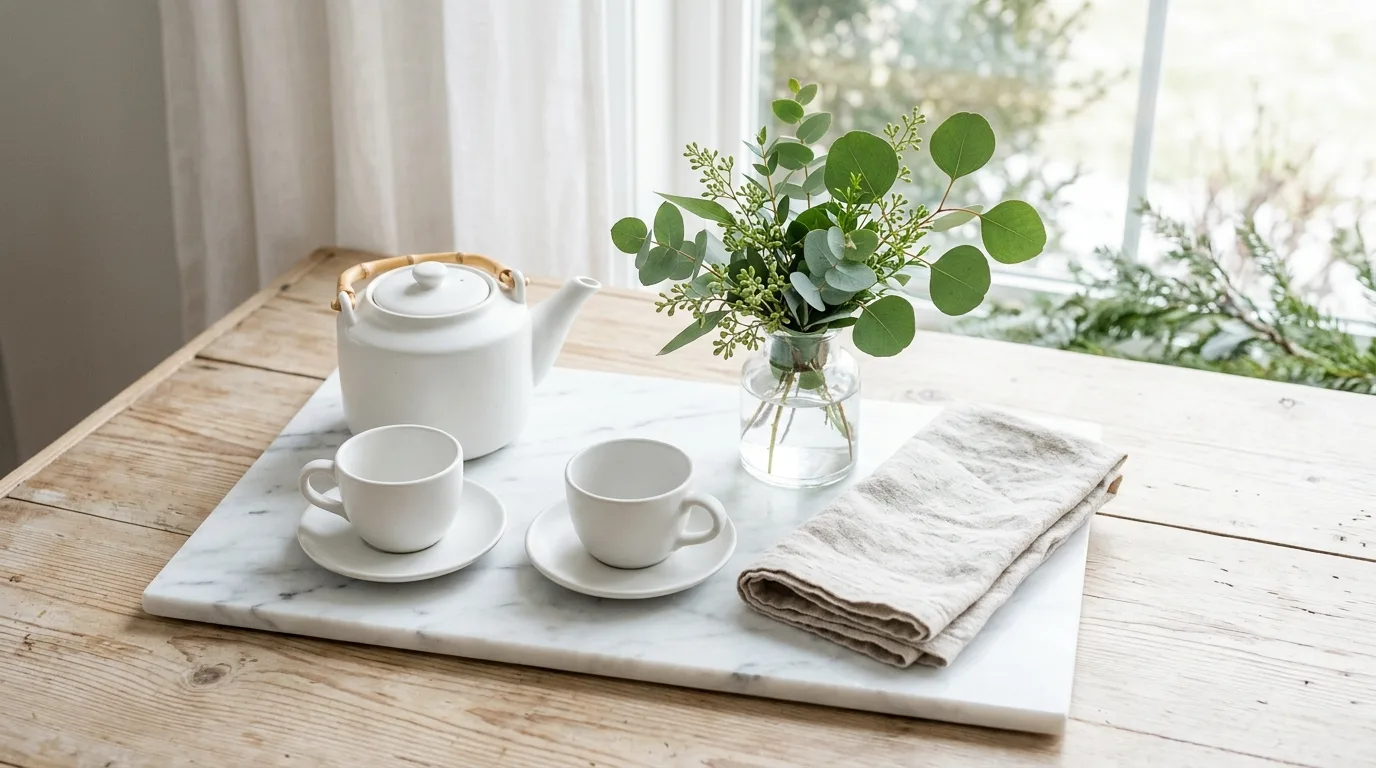 Add pinecones or winter branches for 10 Cozy Winter Tray Decor Ideas for January Styling