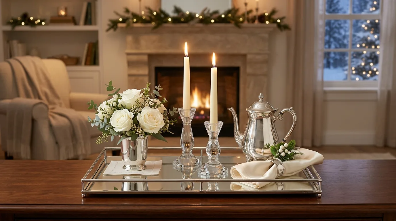 Bring in a mug or cozy accent for 10 Cozy Winter Tray Decor Ideas for January Styling