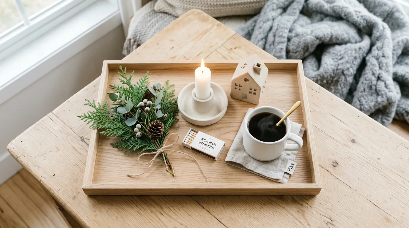 Use a bowl for smaller natural elements for 10 Cozy Winter Tray Decor Ideas for January Styling