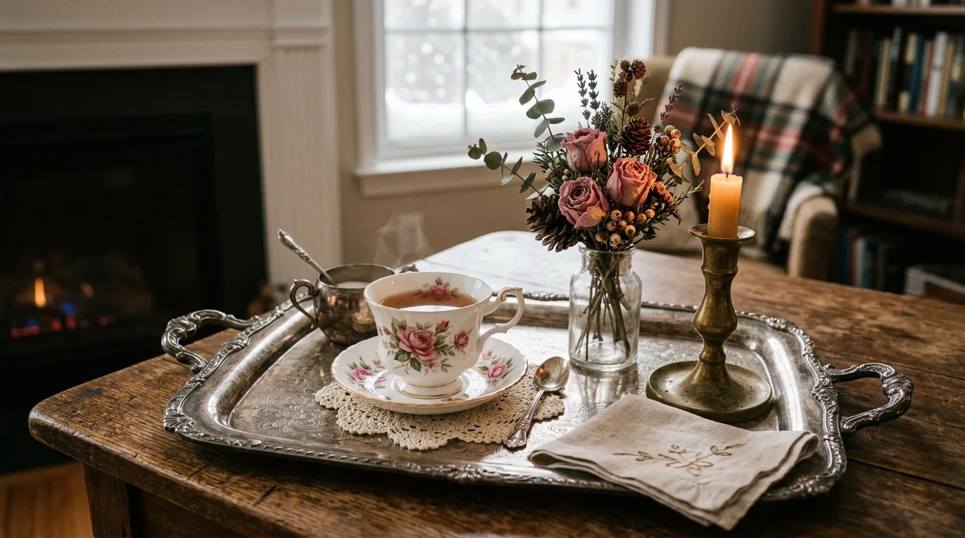 Let negative space stay visible for 10 Cozy Winter Tray Decor Ideas for January Styling
